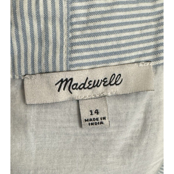 Madewell Cicely Tiered Midi Dress in Patchwork Blue Size 14 - Picture 10 of 10